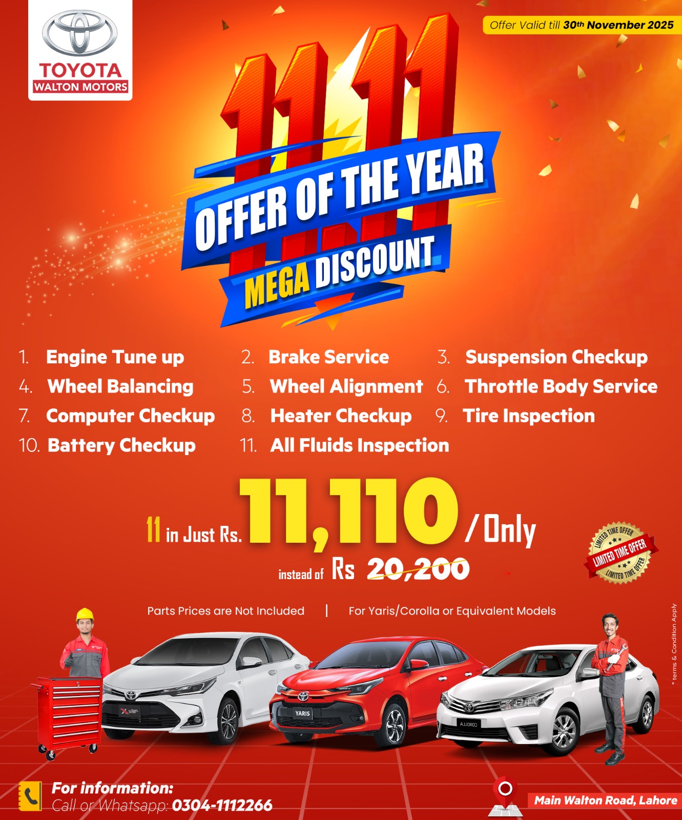 Toyota Car Services 11.11 Mega Discount – Toyota Walton Motors