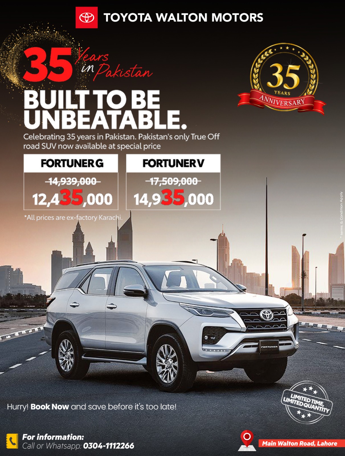 35th Anniversary Toyota Fortuners Discounted Offer 2025